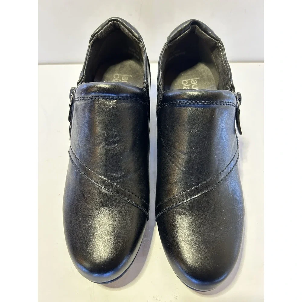 Laurel Blakweil Bootie Black Vegan Leather Side Zip Boots Sz 7 SoftFlex Sole